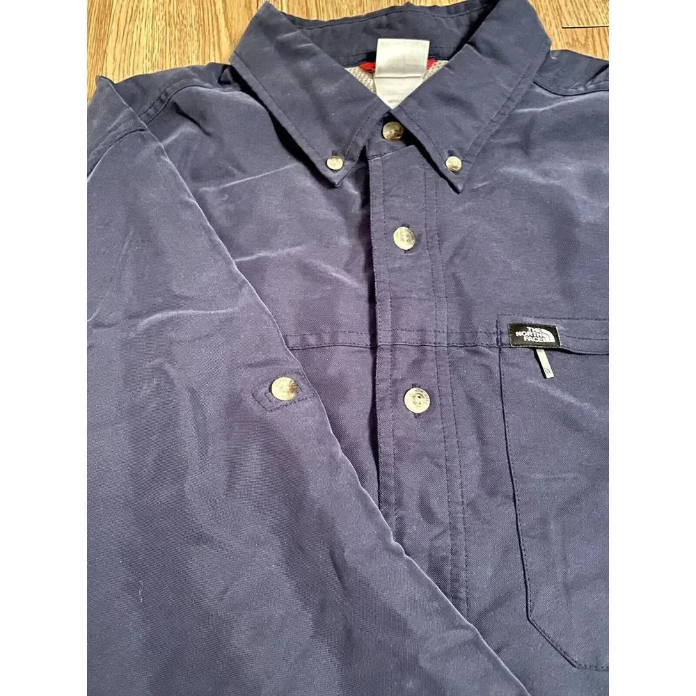 The North Face Men's Long Sleeve Dress Shirt Size M Button Down Navy‎ Blue F